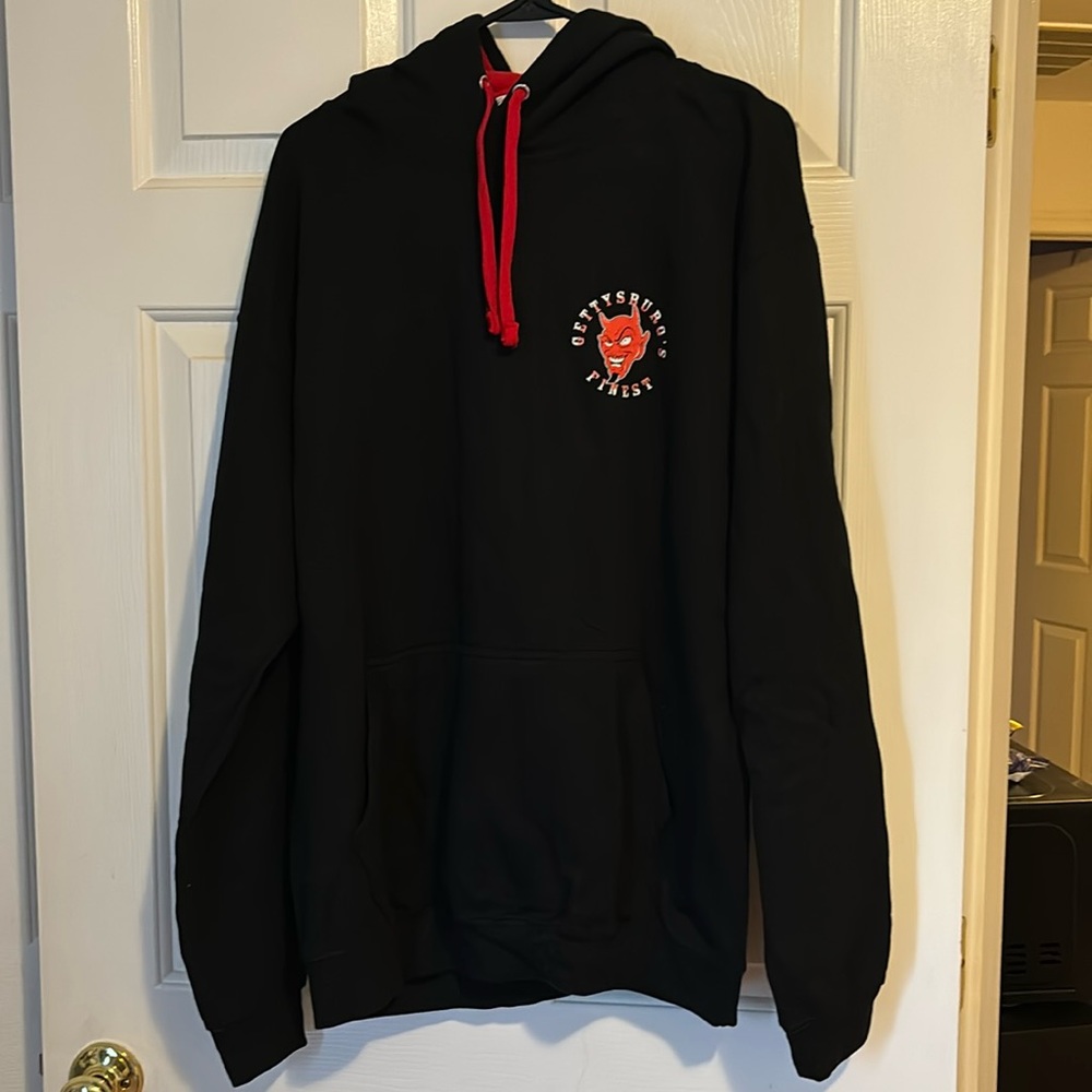 Black & Red Gettysburg Fine Line Tattoo with Devil graphic Hoodie
